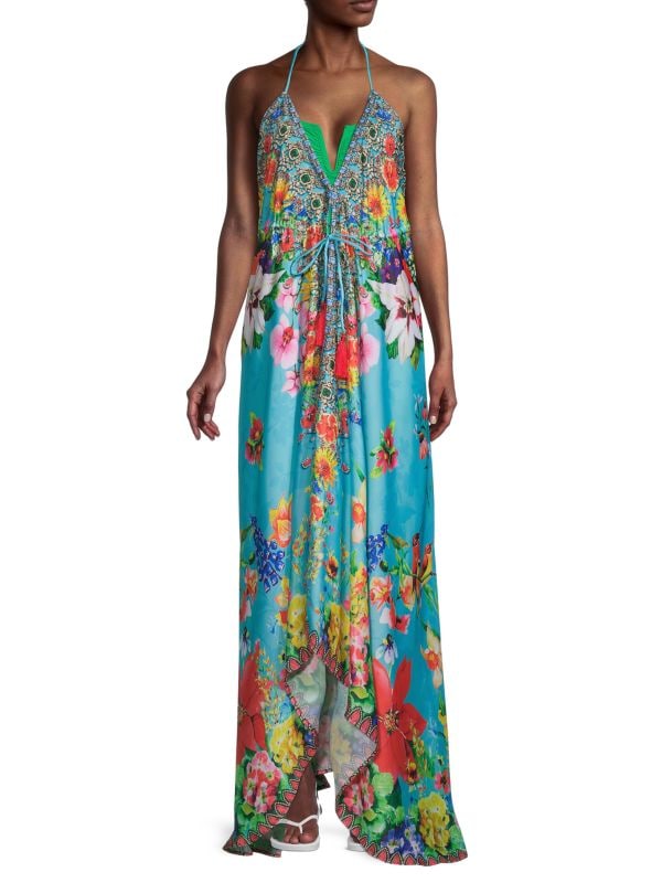 Макси-платье с цветочным принтом и лямкой на шее Ranee's