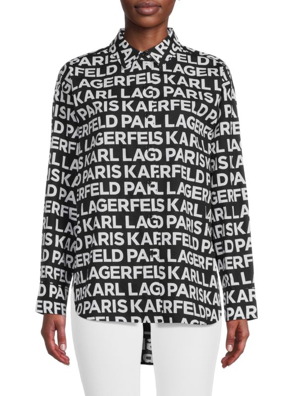Женская Хлопковая Рубашка с Логотипом Karl Lagerfeld Paris Karl Lagerfeld Paris