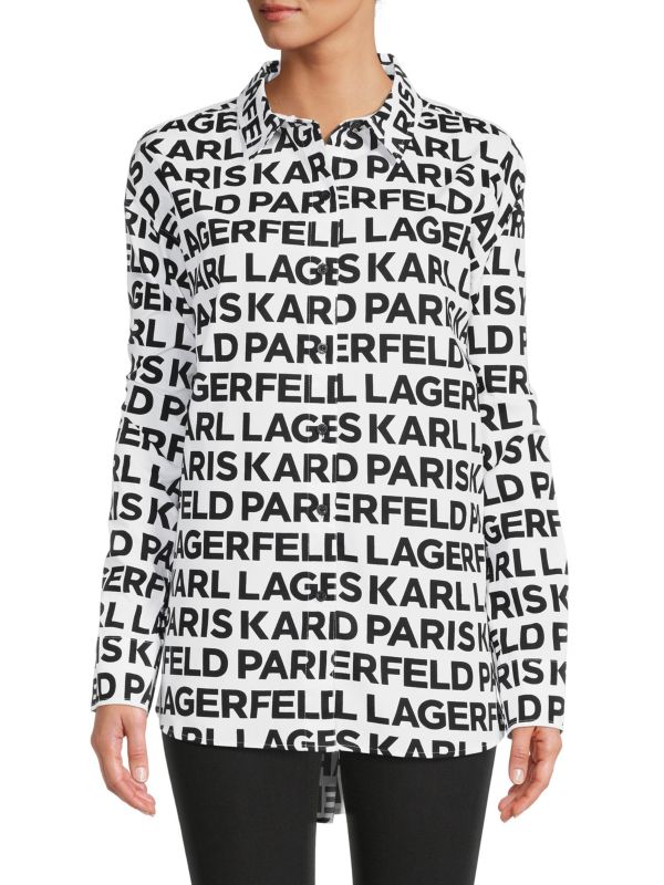 Женская Хлопковая Рубашка с Логотипом Karl Lagerfeld Paris Karl Lagerfeld Paris