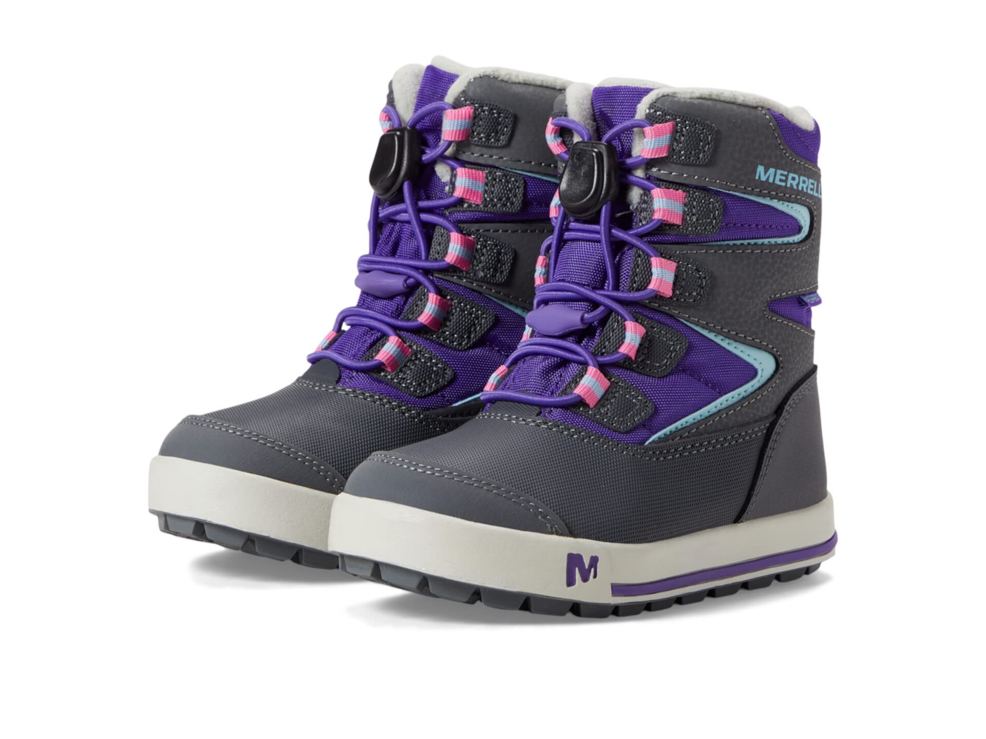 Зимние ботинки для детей Merrell Kids Snow Bank 3.0 Waterproof из кожи и текстиля с эластичной шнуровкой Merrell Kids