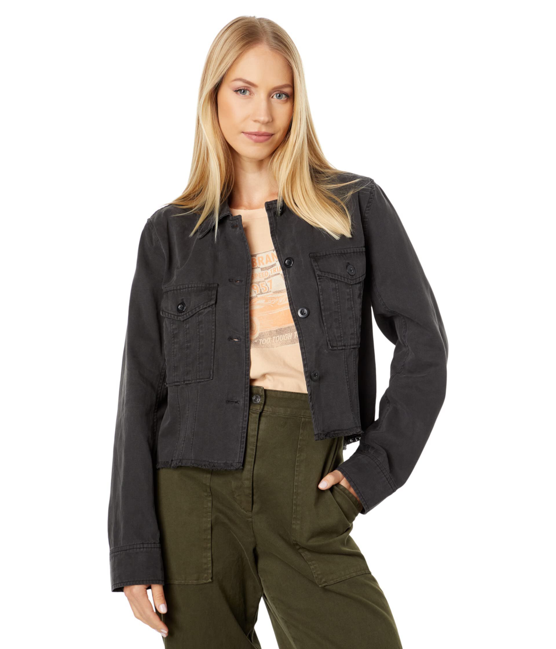 Укороченная потертая джинсовая куртка Lucky Brand, 59% хлопок, 41% TENCEL™ Lyocell® Lucky Brand