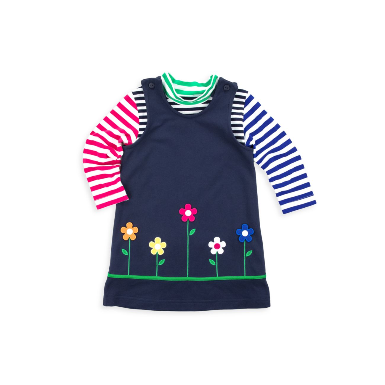 Детские &amp; Полосатая рубашка с цветочным принтом для маленькой девочки &amp; Платье Комплект Florence Eiseman