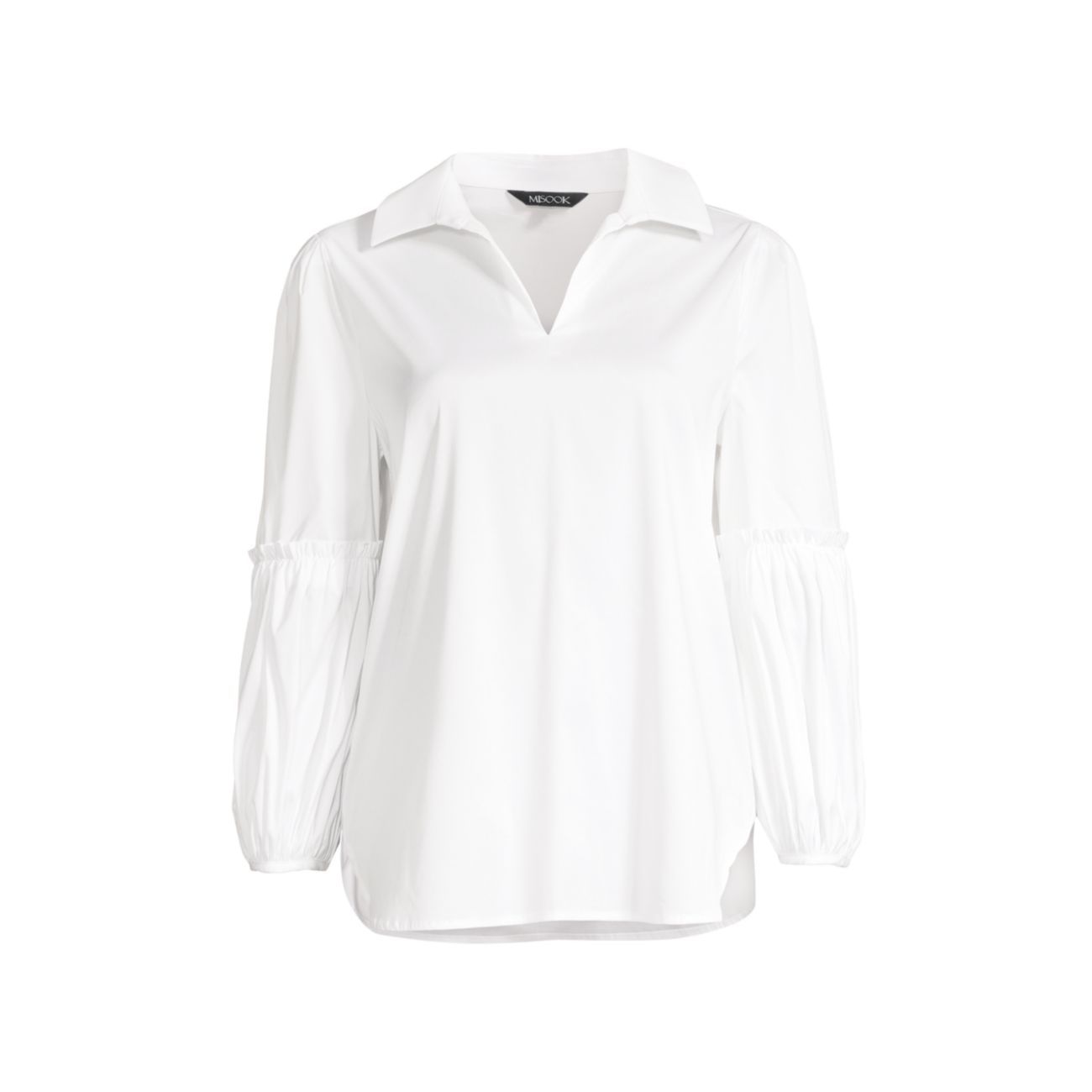 Поплиновая блуза со сборками и пышными рукавами Misook