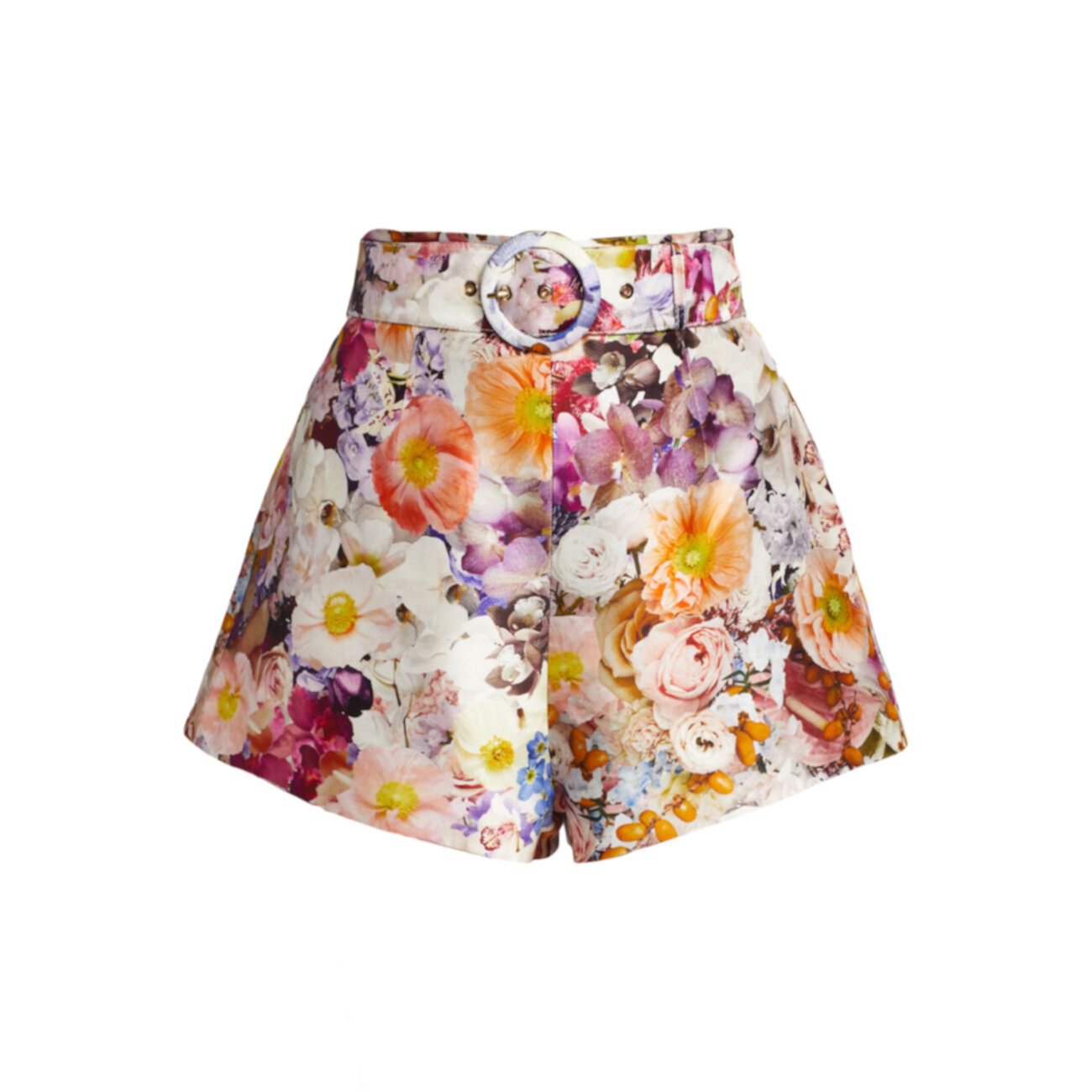 Prima Belted Floral High-Waisted Shorts ZIMMERMANN