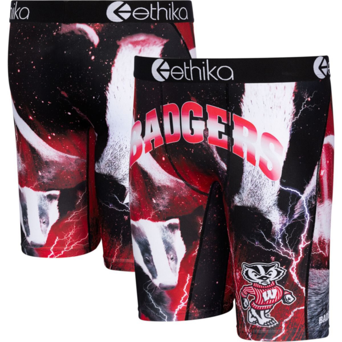 Мужские боксеры Ethika Spirit Красные с эластичным поясом и принтом Wisconsin Badgers Unbranded