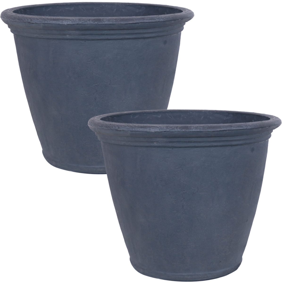 Sunnydaze Anjelica Outdoor Flower Pot Planter - Slate Finish  - 24-Inch - 2-Pack Sunnydaze Decor