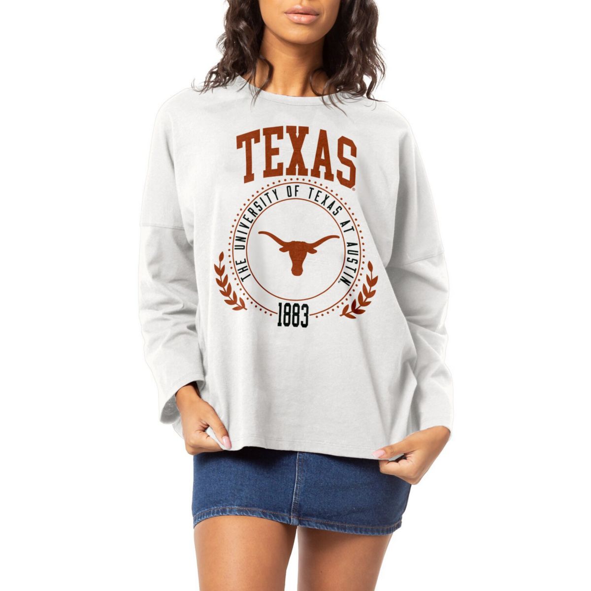 Женская Футболка League Collegiate Wear Clothesline Texas Longhorns с длинным рукавом League Collegiate Wear