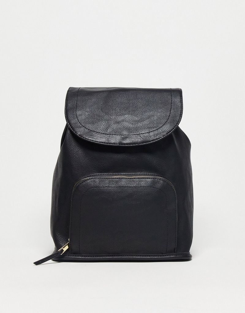 Женский Рюкзак ASOS DESIGN с передним карманом на молнии в черном цвете ASOS DESIGN