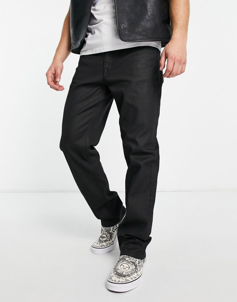 Широкие прямые джинсы ASOS DESIGN из черного денима с покрытием ASOS DESIGN