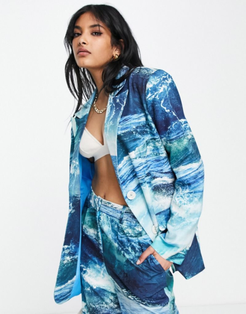Annorlunda ocean print blazer in blue - part of a set Annorlunda
