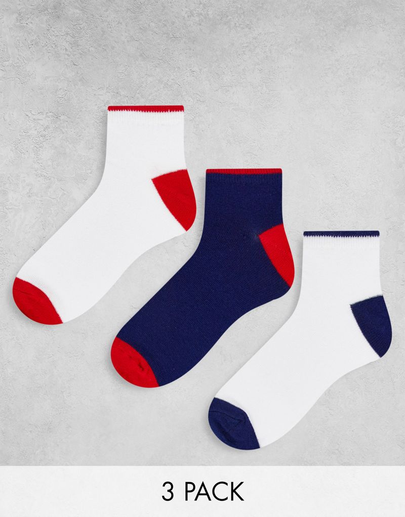 Комплект из 3 пар носков-кроссовок Brave Soul paula белого и темно-синего цветов контрастного цвета Brave Soul