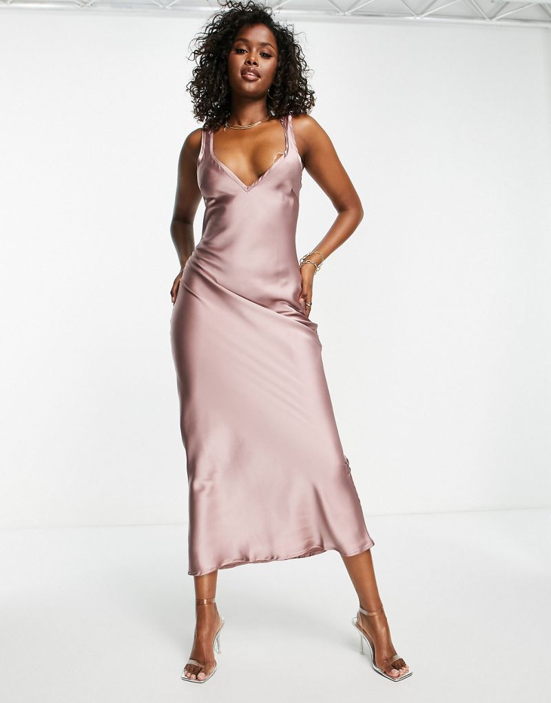 Розовое атласное платье-комбинация минимального размера Blume Bridal Blume Bridal