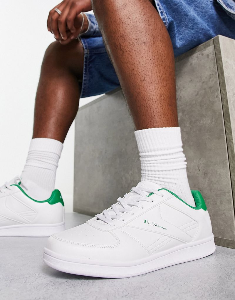 Бело-зеленые минимальные кроссовки на шнуровке Ben Sherman Ben Sherman