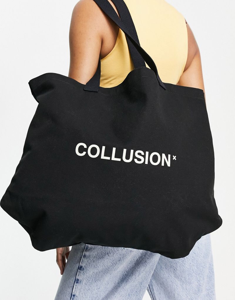 Черная брендовая сумка-тоут унисекс COLLUSION Collusion