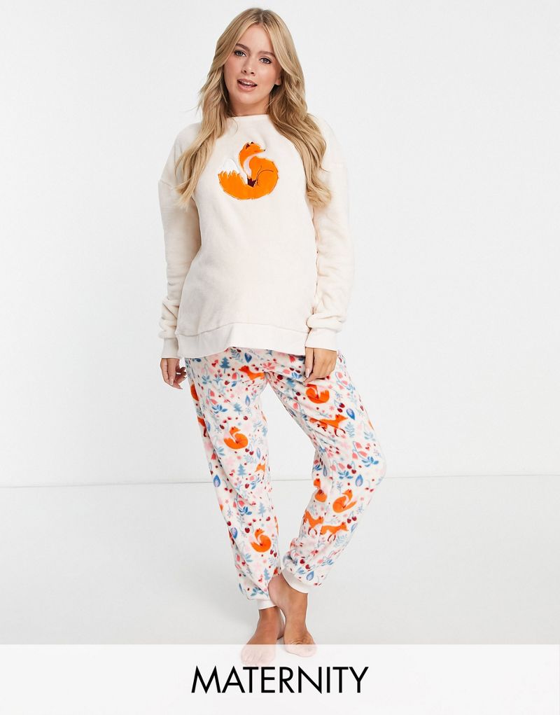 Флисовая пижама для беременных Chelsea Peers с лисьим цветочным принтом Chelsea Peers