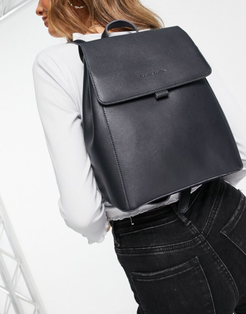 Черный рюкзак без подкладки с клапаном Claudia Canova Claudia Canova