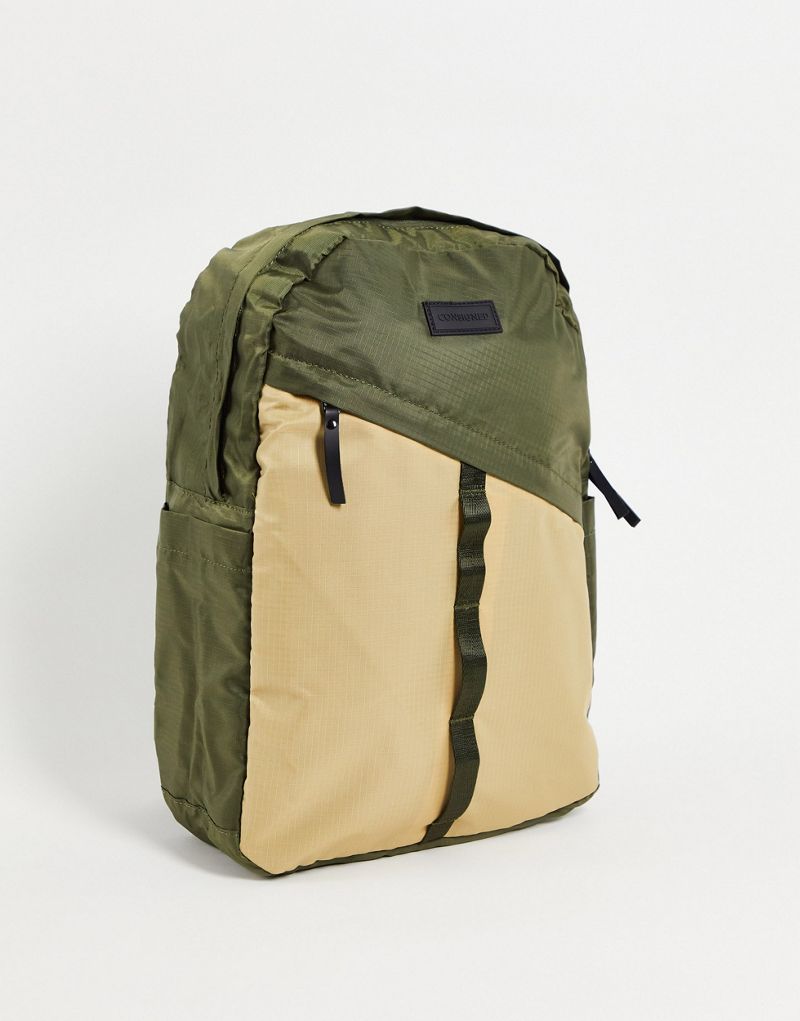 Рюкзак цвета хаки с диагональной молнией Consigned Consigned