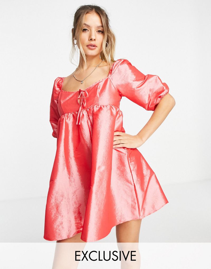 Collective the Label oversized babydoll mini dress in pop pink Collective The Label