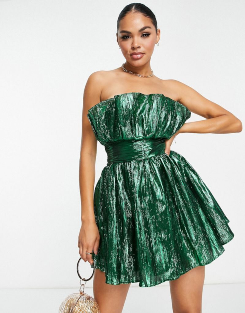 Collective the Label exclusive bandeau mini dress in emerald Collective The Label