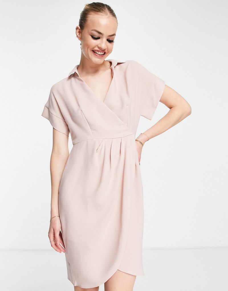 Розовое платье-рубашка с запахом Closet London Closet London