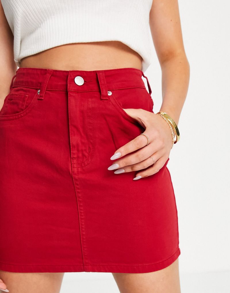 Красная джинсовая юбка с завышенной талией DTT Gabby Don't Think Twice