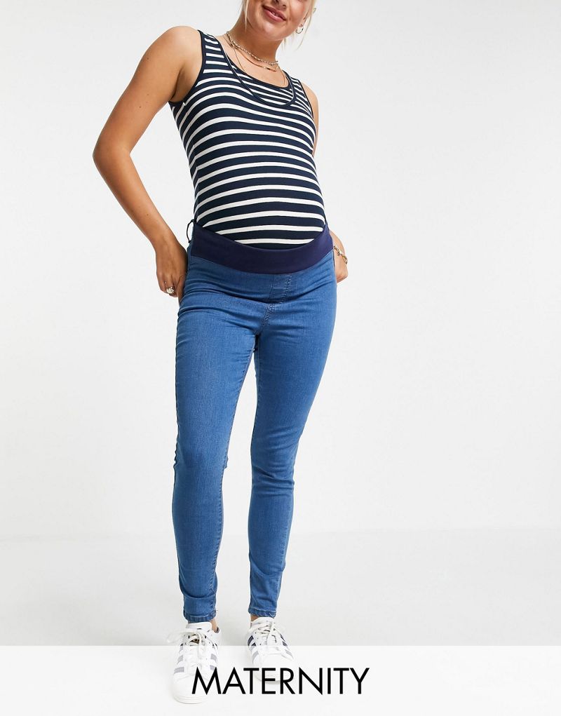 Голубые эластичные джинсы скинни DTT Maternity Chloe под выпуклостями в стиле диско Don't Think Twice