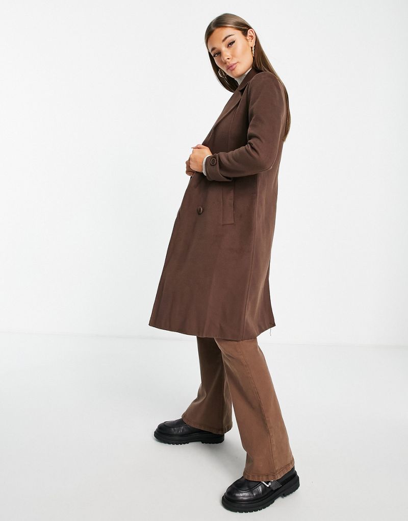 Элегантное пальто миди Ever New шоколадно-коричневого цвета Ever New