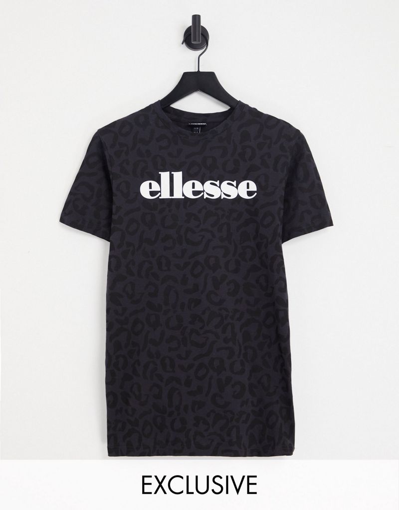 Черная футболка-бойфренд с леопардовым принтом ellesse Ellesse