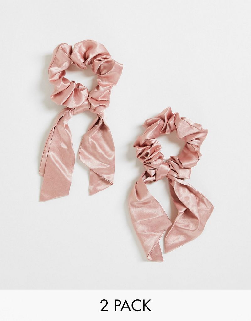 Двойная упаковка коротких резинок для волос с атласной лентой Easilocks розового цвета Easilocks