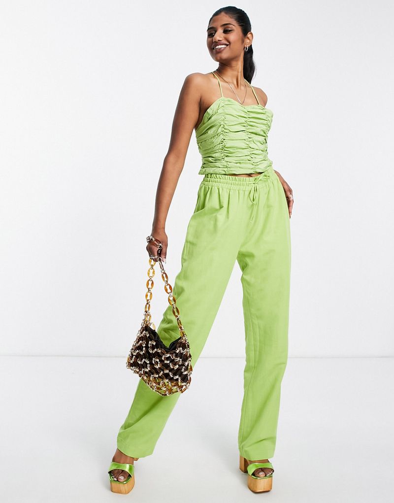 Зеленые свободные прямые брюки из льна Envii — часть комплекта Envii