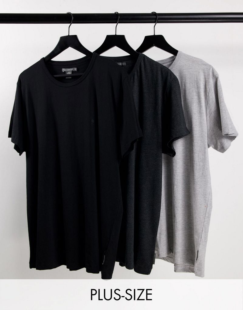 Комплект из трех футболок черного и серого цвета French Connection Plus French Connection