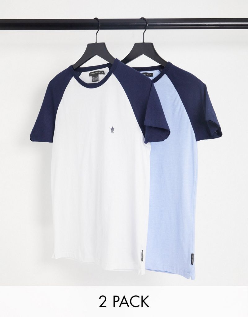 Комплект из двух футболок реглан небесно-голубого и белого цвета French Connection French Connection