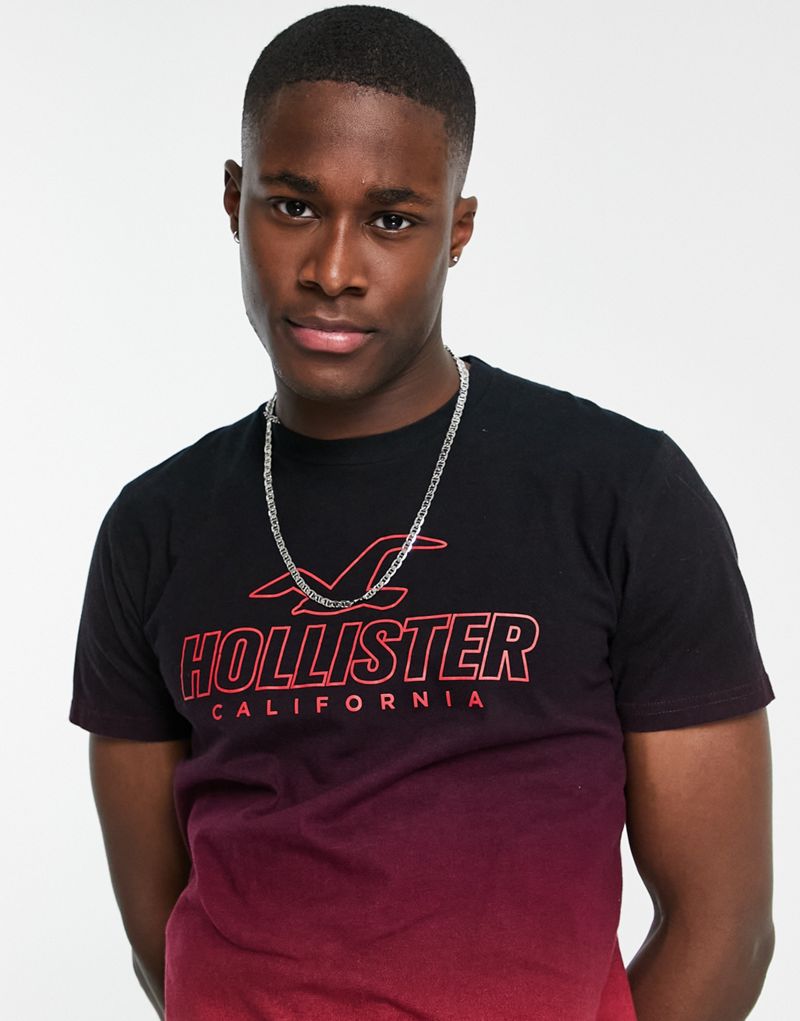 Бордовая футболка с эффектом омбре Hollister Hollister