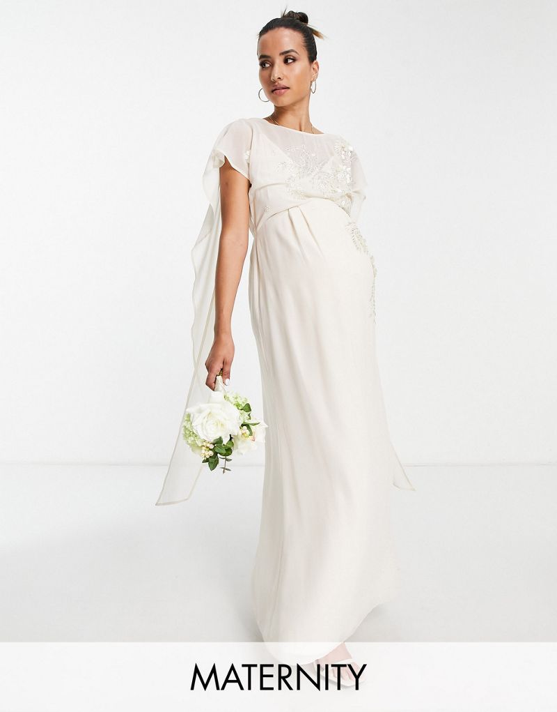 Платье макси цвета слоновой кости с вышивкой на спине Hope & Ivy Maternity Bridal Hope & Ivy
