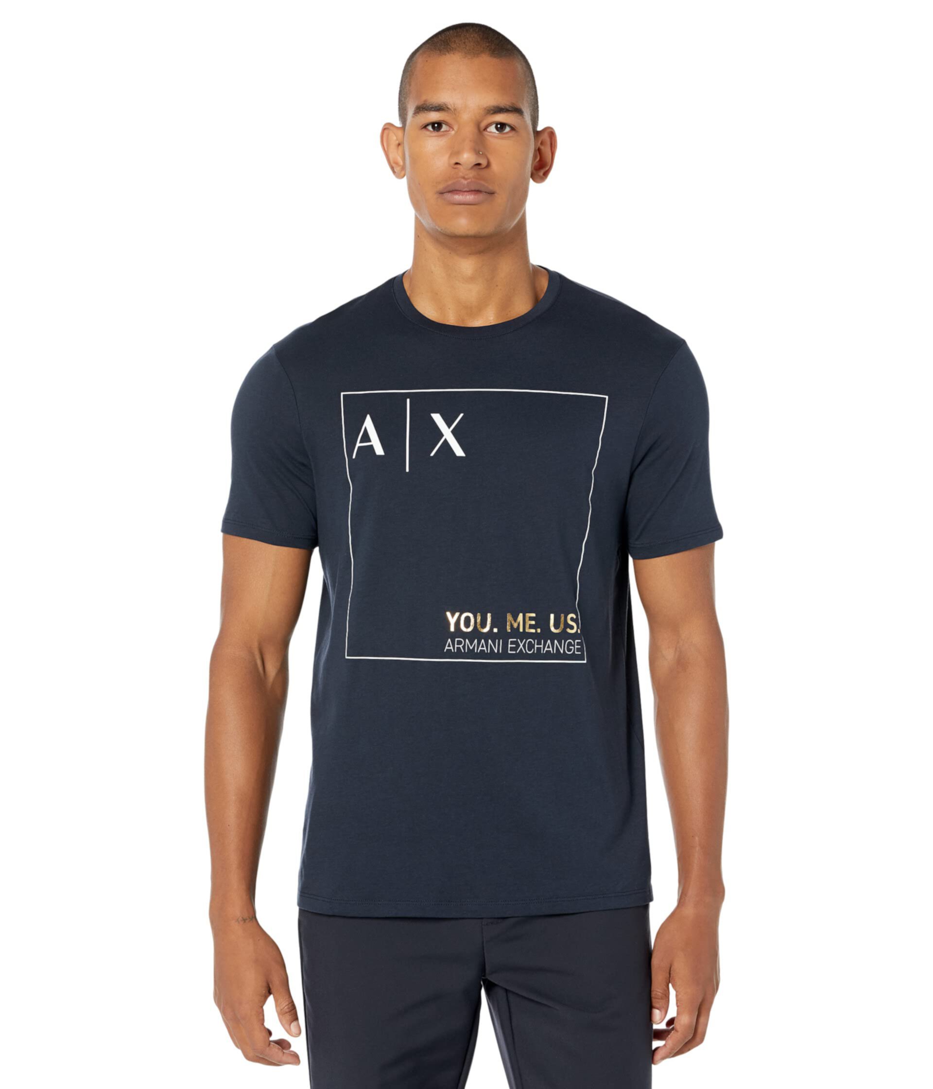 Мужская хлопковая футболка с логотипом AX Armani Exchange AX ARMANI EXCHANGE
