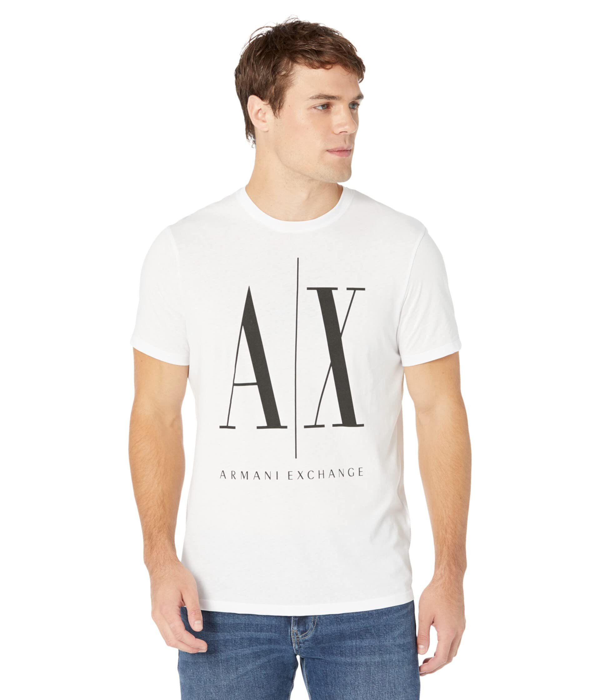 Мужская хлопковая футболка с принтом логотипа AX ARMANI EXCHANGE AX ARMANI EXCHANGE