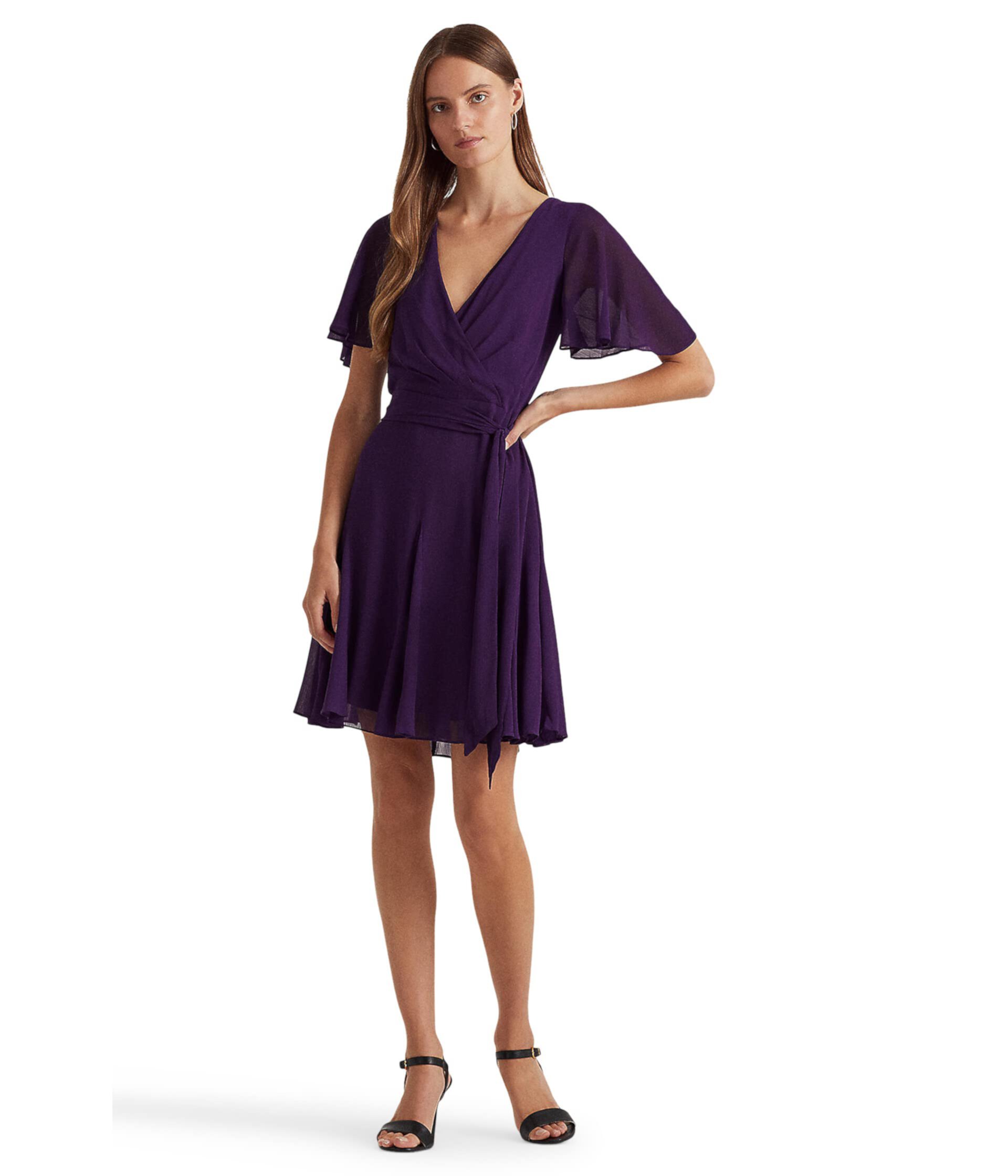 Crinkle Georgette Surplice Dress LAUREN Ralph Lauren