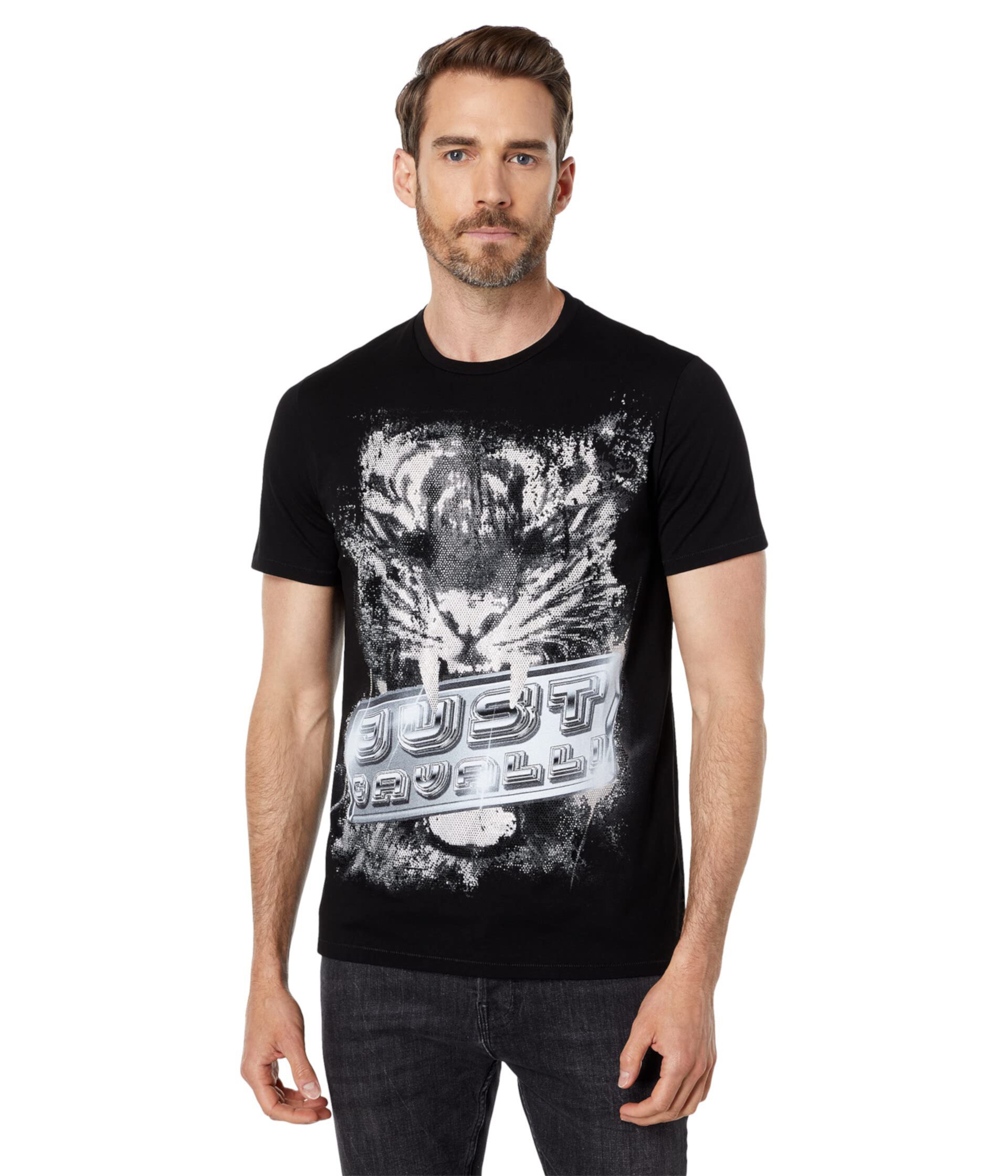 Queens T-Shirt with "Tiger" Graphic with Crystals Just Cavalli