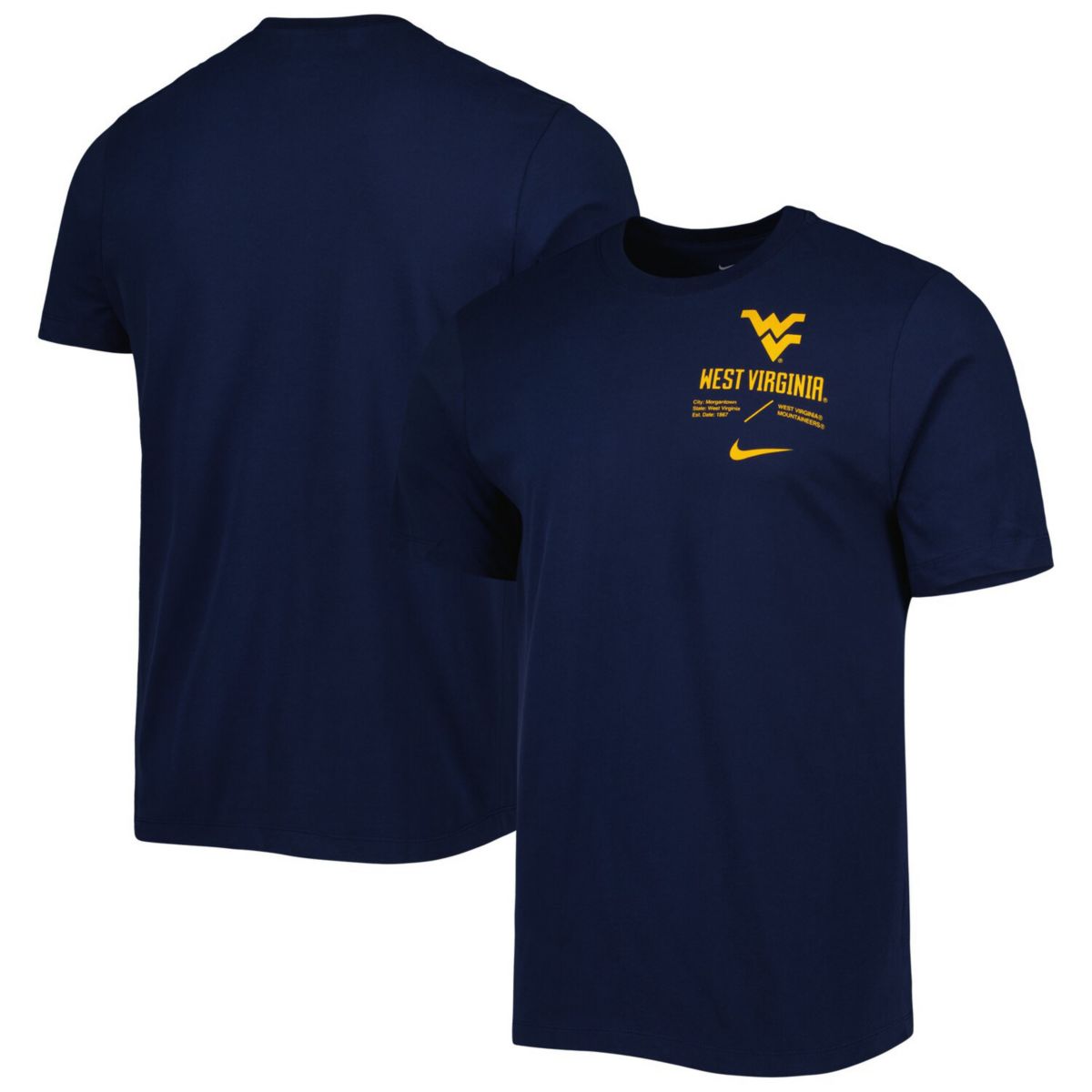 Футболка для мужчин Nike West Virginia Mountaineers с технологией Dri-FIT, с коротким рукавом Nitro USA