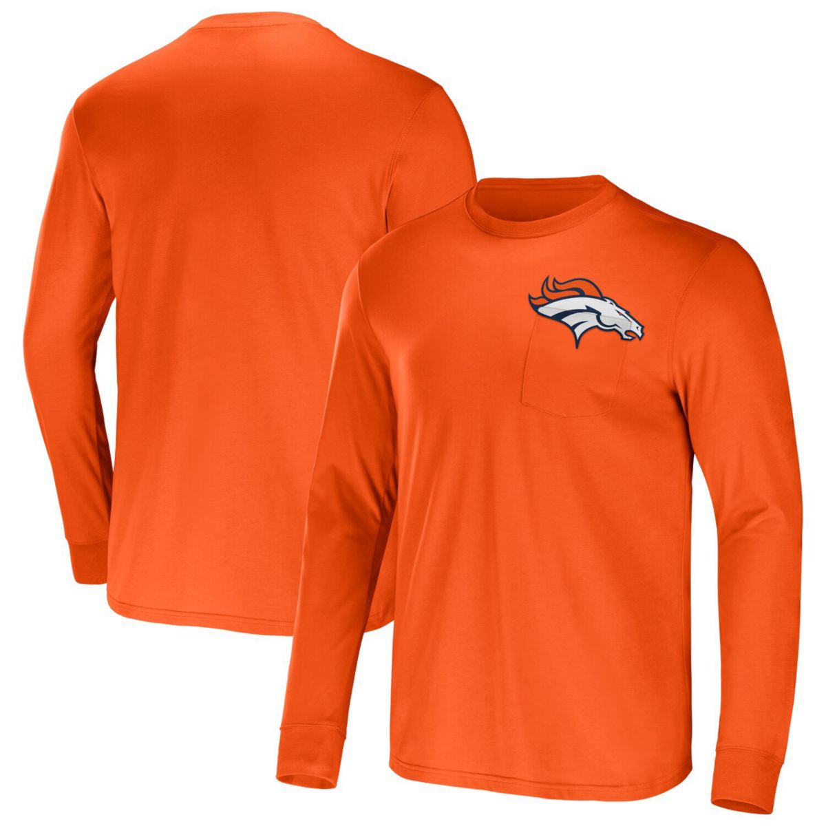 Мужская футболка NFL x Darius Rucker Collection от Fanatics оранжевая Denver Broncos Team с длинным рукавом и карманом NFL x Darius Rucker Collection by Fanatics