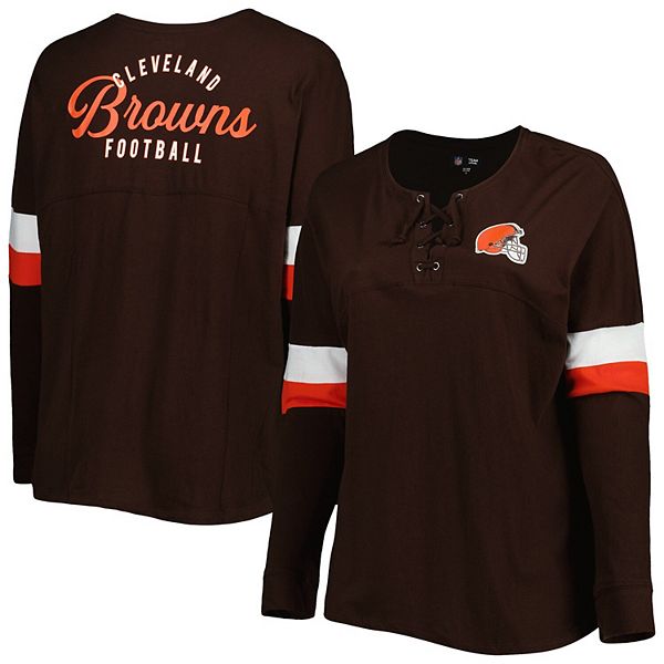 Женская футболка с длинным рукавом и шнуровкой New Era Cleveland Browns размера плюс New Era x Staple