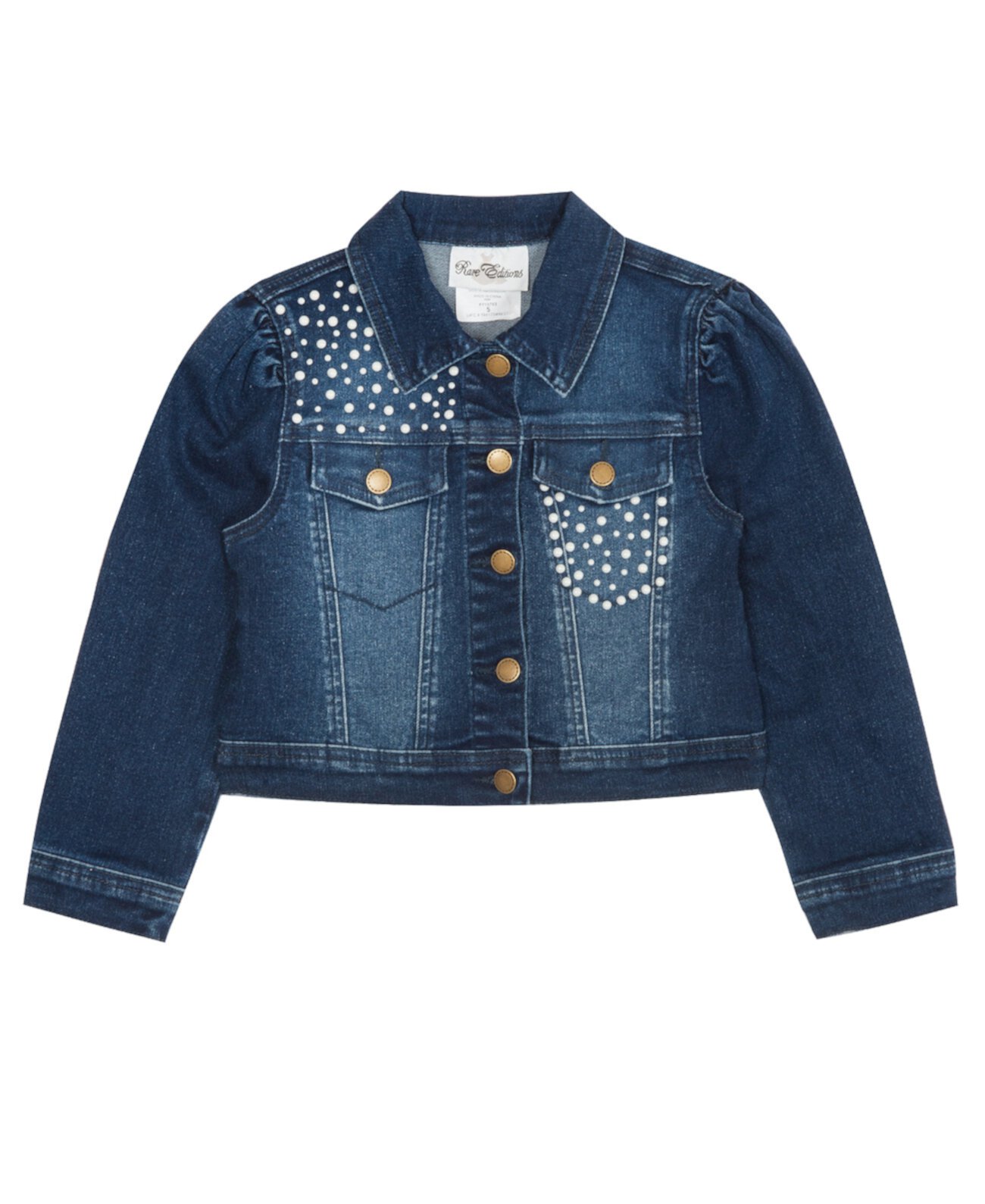 Темно-синяя куртка с искусственным жемчугом для девочек для малышей Rare Editions