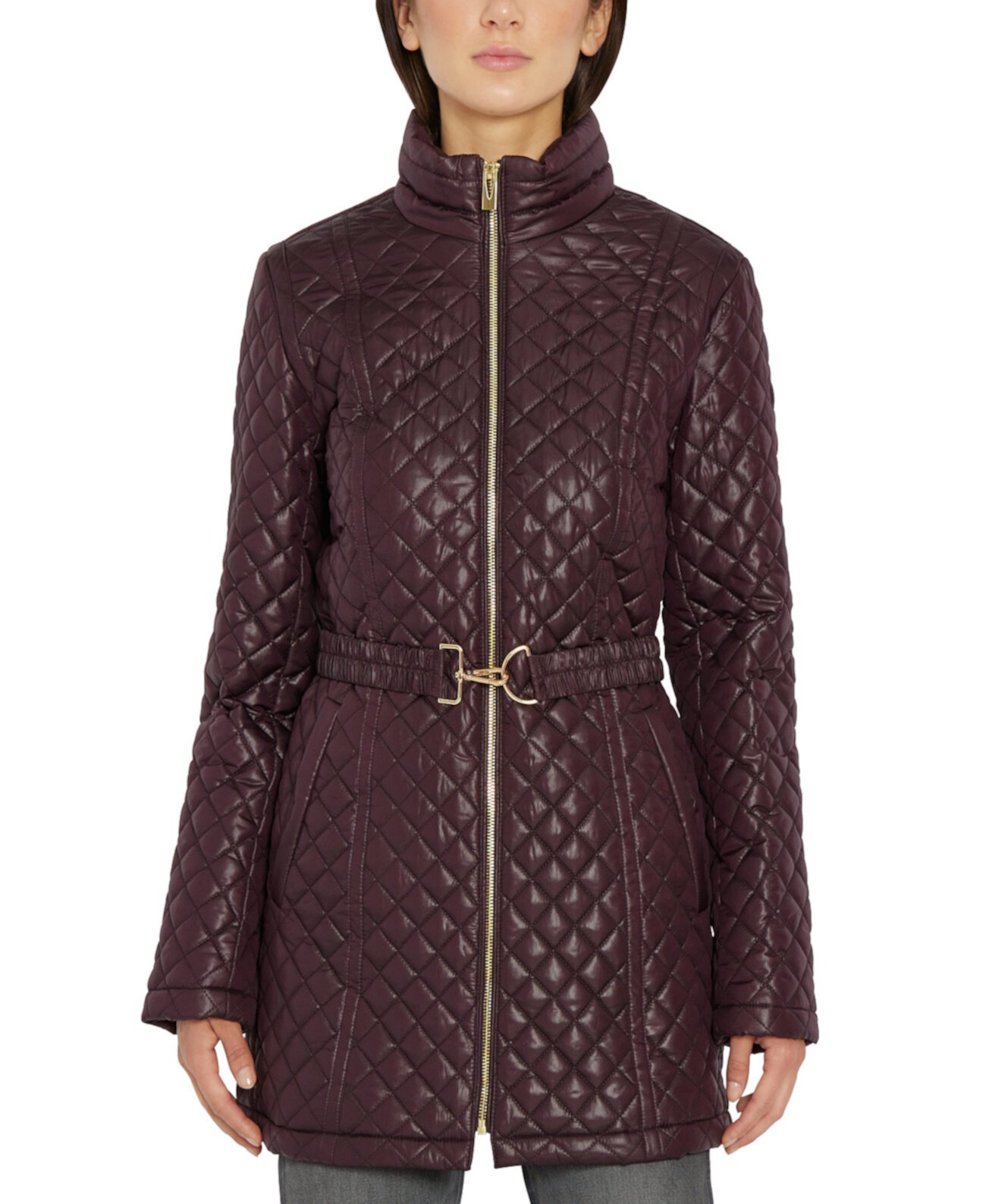 Женское стеганое пальто с поясом Via Spiga