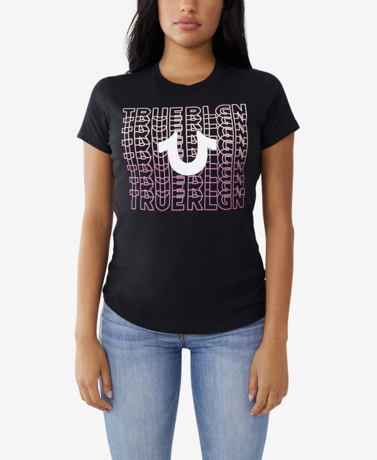 Женская облегающая футболка с круглым вырезом с коротким рукавом Gradient True Religion