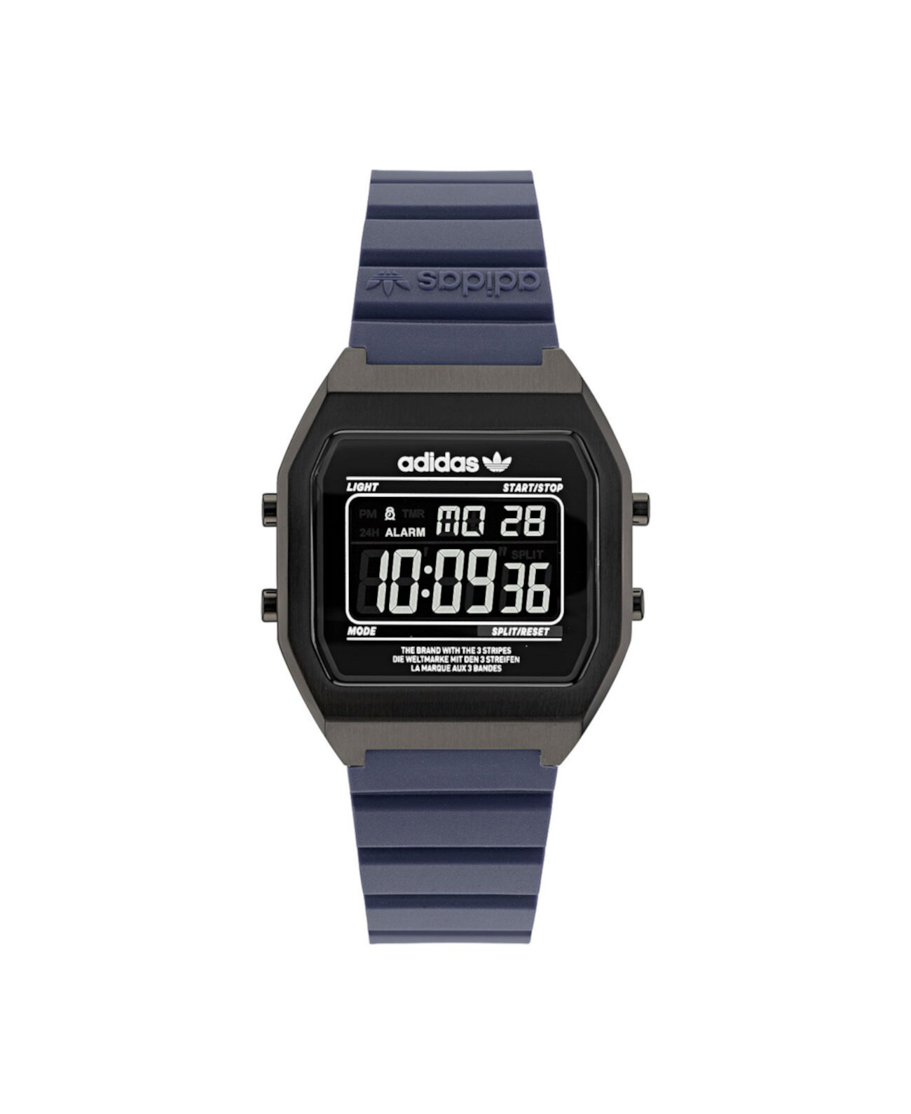 Цифровые часы унисекс с двумя синими полимерными ремешками, 36 мм Adidas