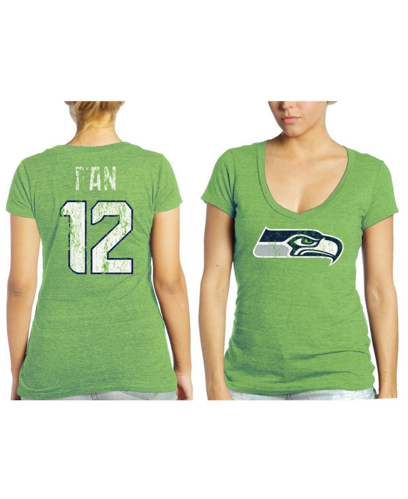 Женская неоново-зеленая футболка с именем и номером Seattle Seahawks 12s Tri-Blend Industry Rag