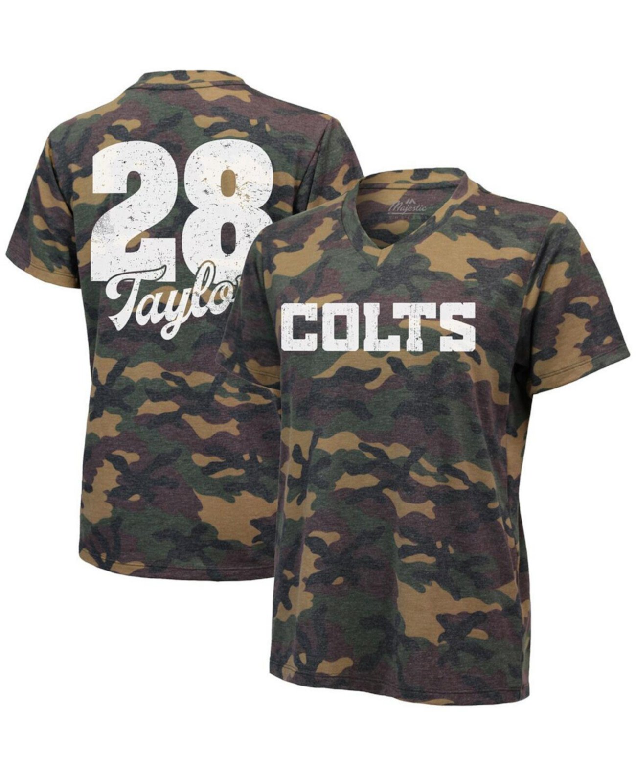 Женская футболка Jonathan Taylor Camo Indianapolis Colts с именем и номером и v-образным вырезом Industry Rag