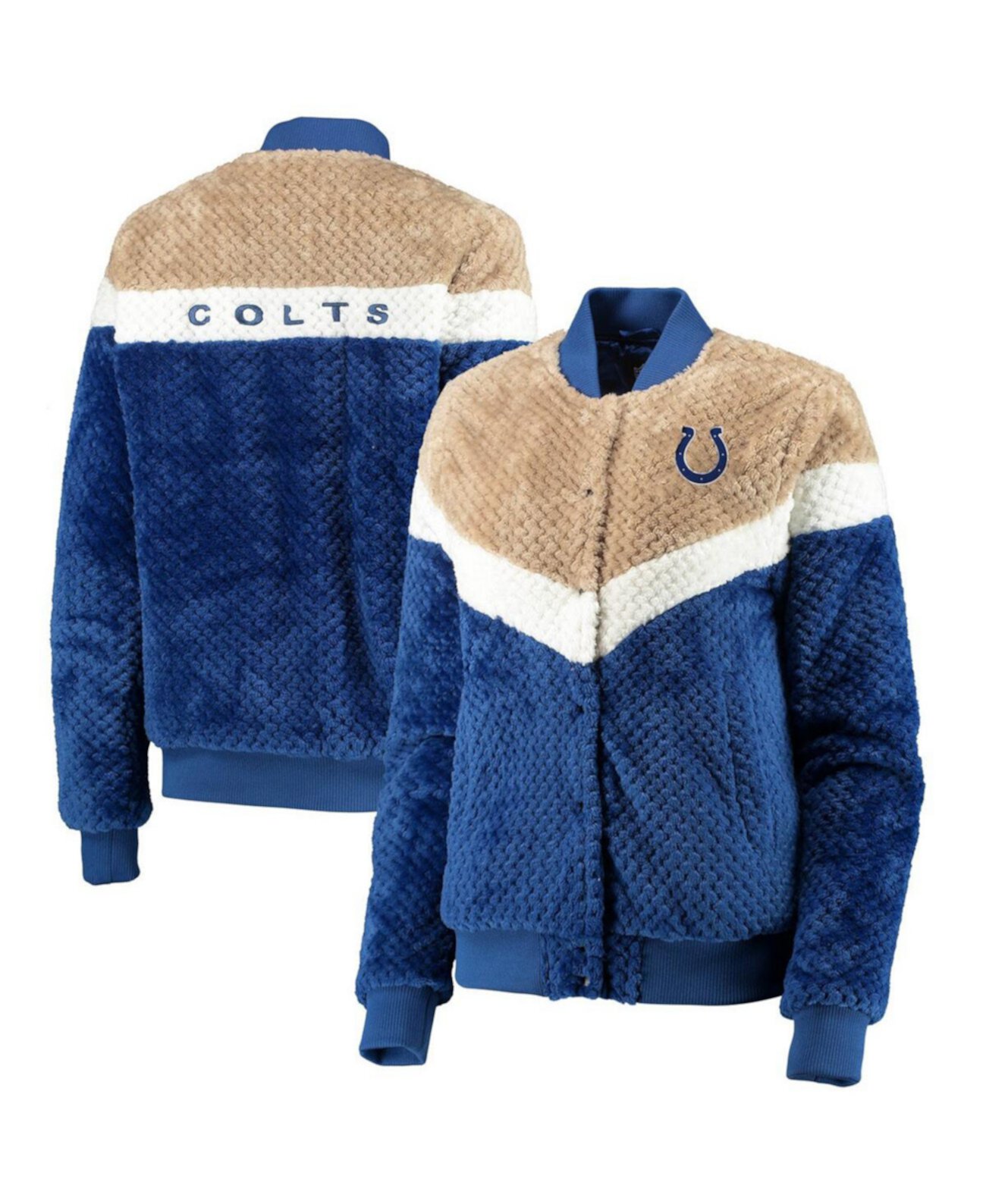 Женская королевская кремовая куртка Indianapolis Colts Riot Squad Sherpa Full-Snap G-III