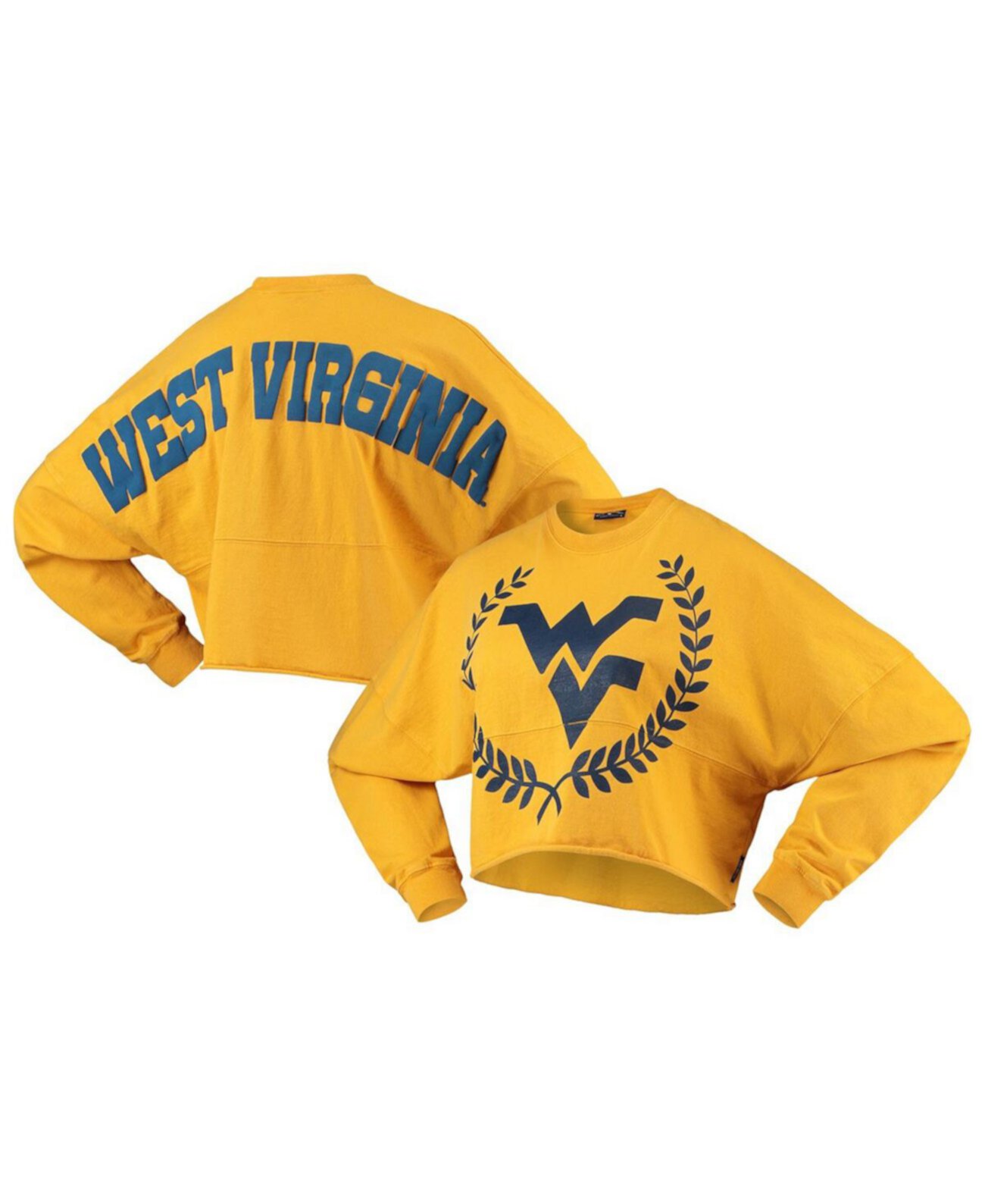 Женская золотистая укороченная футболка с длинным рукавом West Virginia Mountaineers Laurels Spirit Jersey