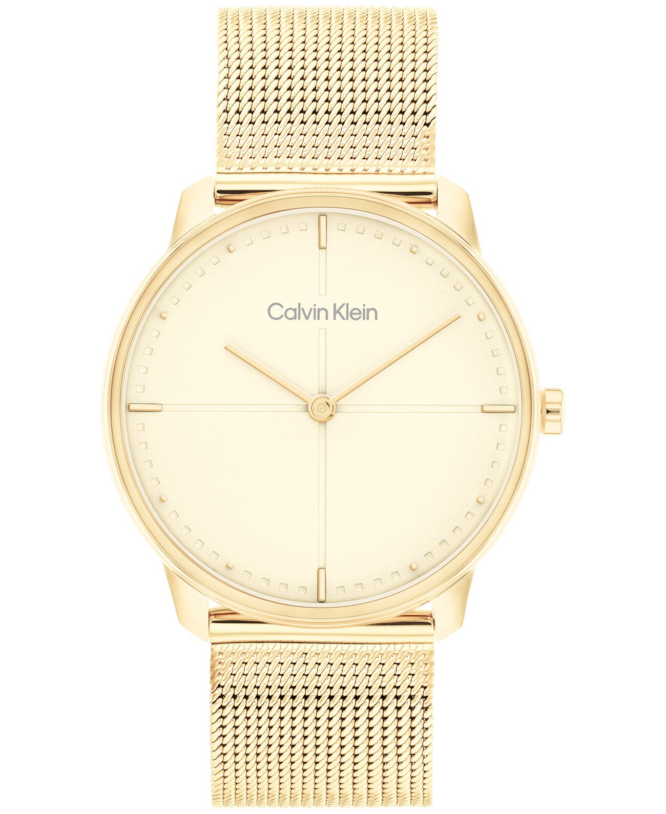 Часы унисекс с сетчатым браслетом из нержавеющей стали золотистого цвета, 35 мм Calvin Klein